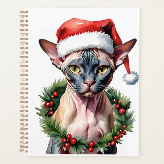 Kerst Sphynx kat Waterverf Planner (Voorkant)