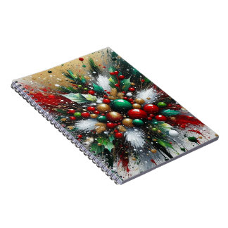 Kerst Splatter / Witte Uitbarstingen Spiraal Noteb Notitieboek