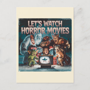 Kerst Spooky Retro Horror Films Briefkaart