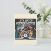 Kerst Spooky Retro Horror Films Briefkaart (Staand voorkant)