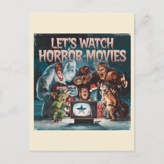 Kerst Spooky Retro Horror Films Briefkaart (Voorkant)