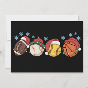 Kerst Sportballen Lichtjes Kerstman Familie Sport Feestdagenkaart