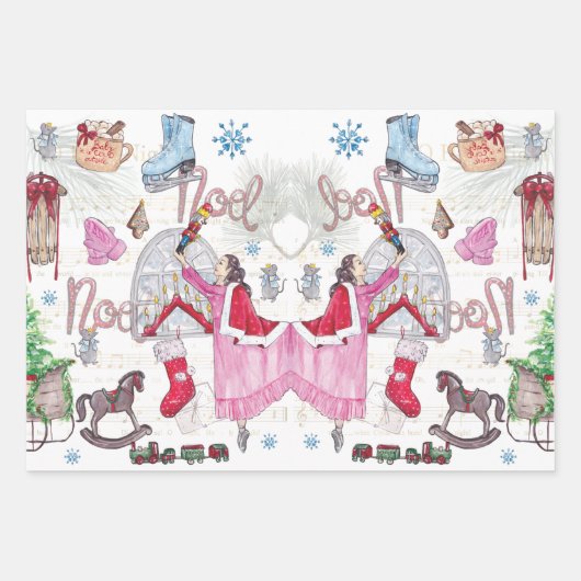 Kerst sprookje Hand geschilderde waterverf Inpakpapier Vel (Voorkant 3)