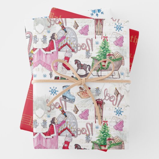 Kerst sprookje Hand geschilderde waterverf Inpakpapier Vel (In situ)