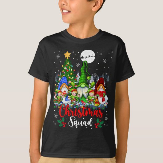 Kerst Squad Drie Santa Elf Gnomen Xmas Tree L T-shirt (Voorkant)