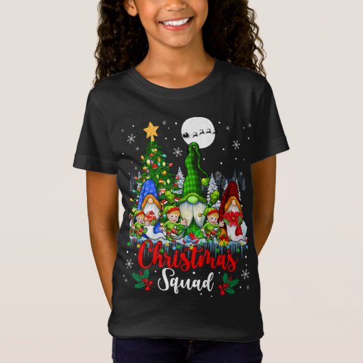 Kerst Squad Drie Santa Elf Gnomen Xmas Tree L T-shirt (Voorkant)