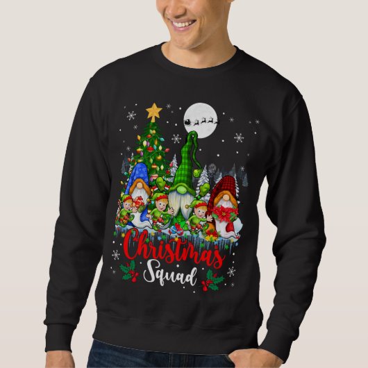 Kerst Squad Drie Santa Elf Gnomen Xmas Tree L Trui (Voorkant)