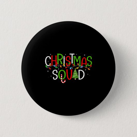 Kerst Squad Matching Familiegroep Santa Elf Sq Ronde Button 5,7 Cm (Voorkant)