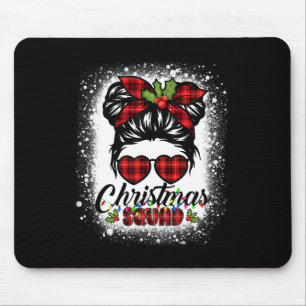Kerst Squad Messy Bun Buffalo Plaid Leopard Wo Muismat