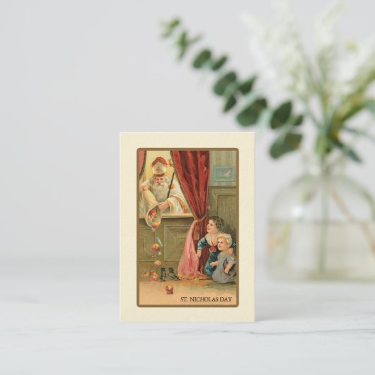 Kerst St. Nicholas Day Prayer Kaart Visitekaartje (Staand voorkant)