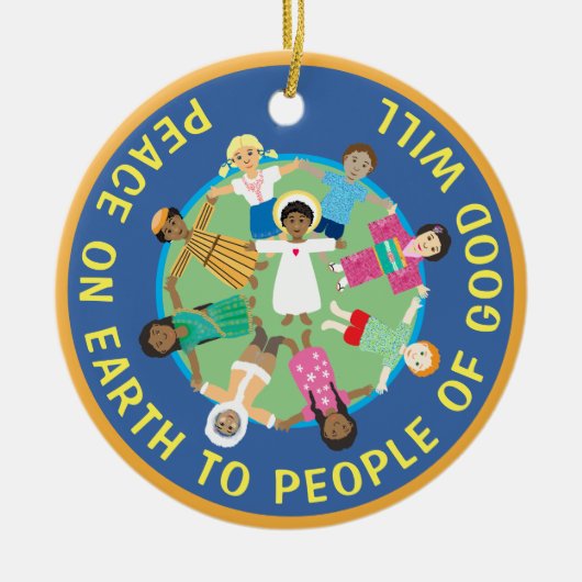 Kerst Star en Jesus Peace Keramische Ornament (Voorkant)