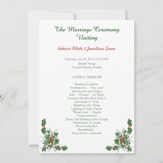 Kerst Starfish Beach Wedding Ceremony Programma (Voorkant)