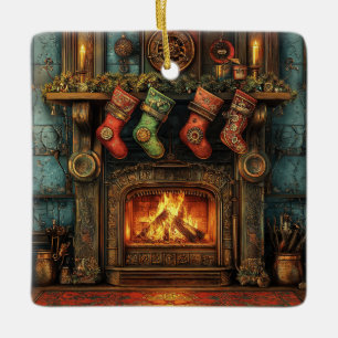 Kerst Steampunk open haard Ornament