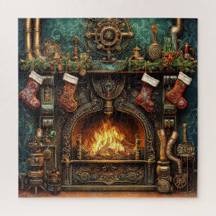 Kerst Steampunk open haard puzzel
