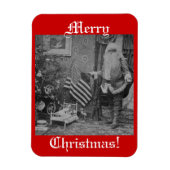 Kerst Stereoview Santa & Amerikaanse vlag Magneet (Verticaal)