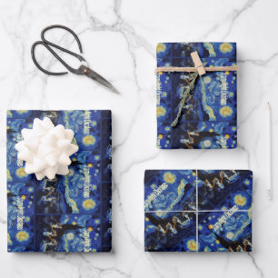 Kerst Sterrennacht Van Gogh Kat Liefhebber Inpakpapier Vel
