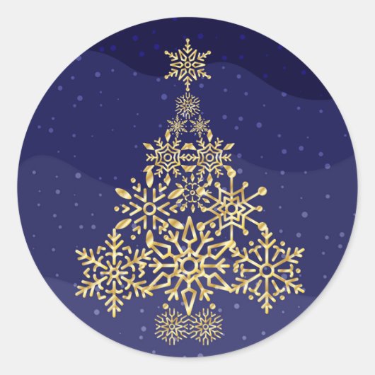 Kerst sticker Blauwe en goudsnowflake (Voorkant)