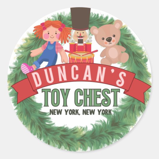 Kerst sticker, Kevin, NYC, Duncan's Ronde Sticker (Voorkant)