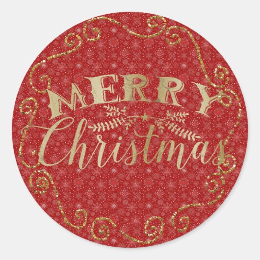 Kerst sticker met rode sneeuwvlokken (Voorkant)