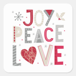 Kerst sticker met vreugde vreugde liefde typografi
