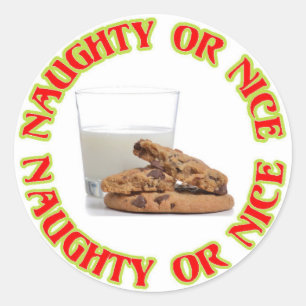 Kerst sticker Naughty of Nice Milk and Cookies