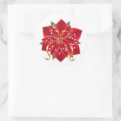 Kerst sticker-Red Poinsettia Ronde Sticker (Tas)