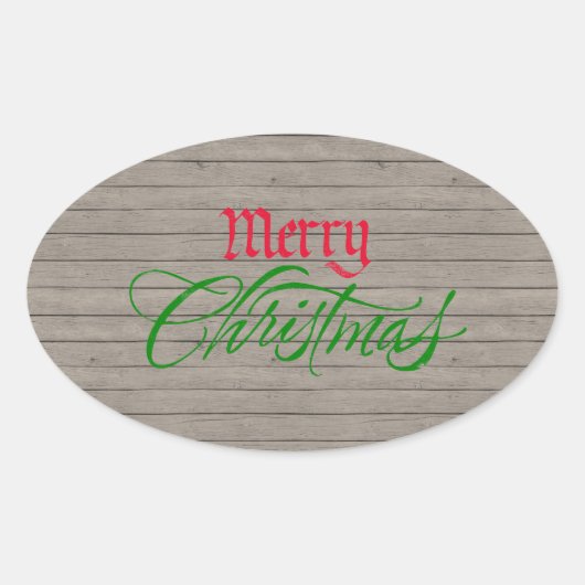 Kerst sticker Rustisch hout (Voorkant)