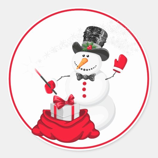 Kerst sticker-Snowman Ronde Sticker (Voorkant)