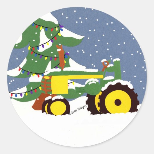 Kerst sticker tractoromhulling (Voorkant)
