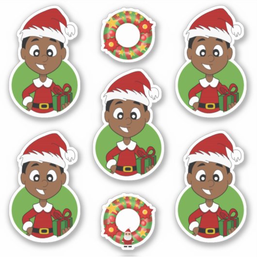 Kerst sticker van de zwarte jongen (Voorkant)