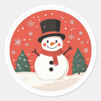 Kerst sticker van Snowman | Feestelijke winterse S