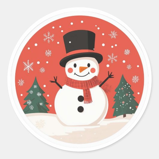 Kerst sticker van Snowman | Feestelijke winterse S (Voorkant)