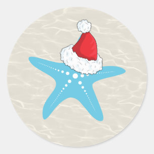 Kerst sticker van tropische zeesterren