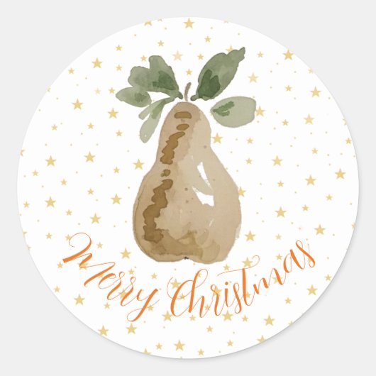 Kerst sticker Verkleven Waterverf (Voorkant)