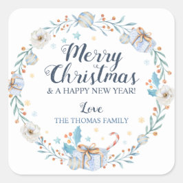 Kerst stickers Blue Christmas Labels