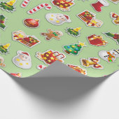 Kerst stickers Festive Pattern Cadeaupapier (Hoek)