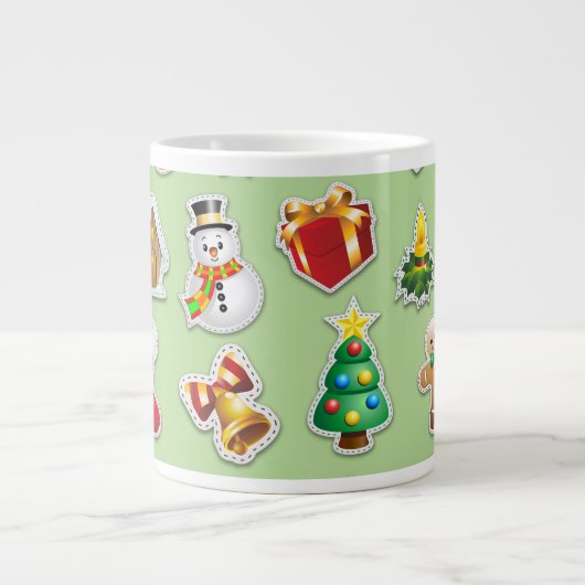 Kerst stickers Festive Pattern Extra Grote Beker (Voorkant)