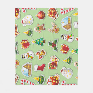 Kerst stickers Festive Pattern Fleece Deken