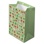Kerst stickers Festive Pattern Medium Cadeauzakje (Voorkant Gekanteld)