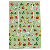 Kerst stickers Festive Pattern Medium Cadeauzakje (Achterkant)