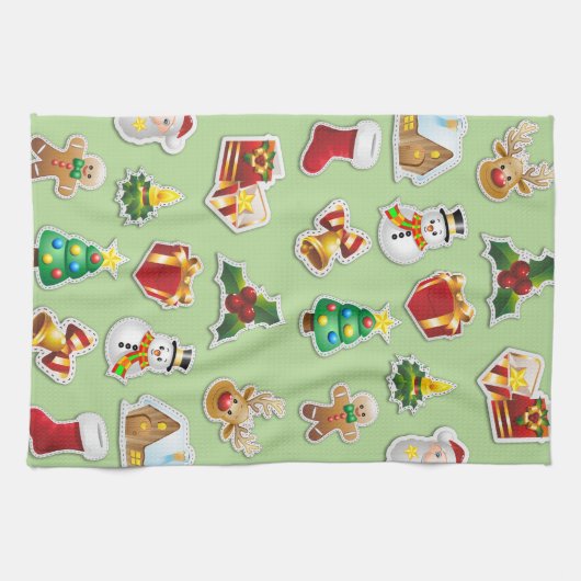Kerst stickers Festive Pattern Theedoek (Horizontaal)
