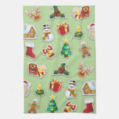Kerst stickers Festive Pattern Theedoek (Verticaal)