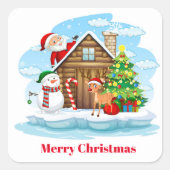Kerst stickers-Kerstman en Gang Square Sticker (Voorkant)