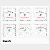 Kerst stickers met groot wit rood vierkant (Vel)