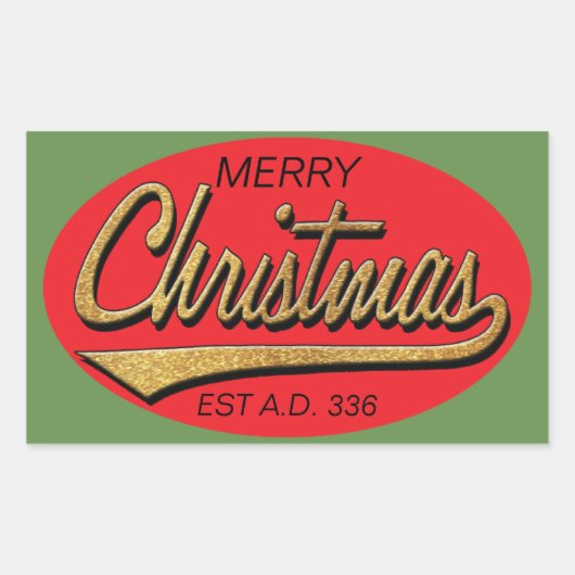 Kerst stickers "Retro Kerstmis, A.D. 336" (Voorkant)
