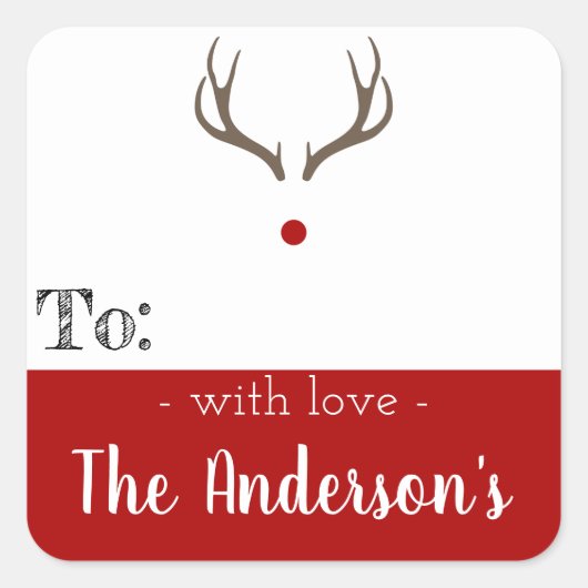 Kerst stickers - Rudolph Rendier Cadeau Labels (Voorkant)