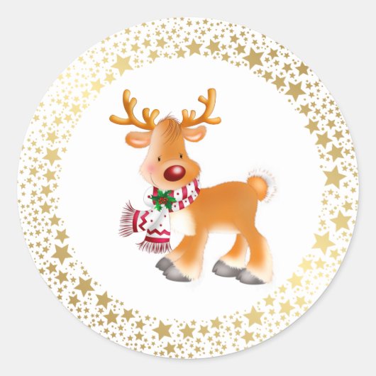 Kerst stickers-Rudolph Ronde Sticker (Voorkant)