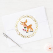 Kerst stickers-Rudolph Ronde Sticker (Envelop)