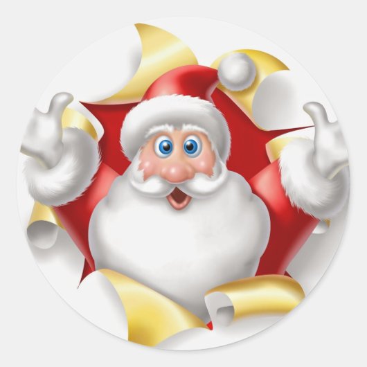 Kerst stickers/Santa Ronde Sticker (Voorkant)