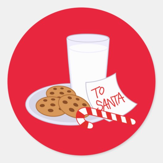 Kerst stickers/Santa's Milk en Cookies Ronde Sticker (Voorkant)